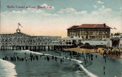 Roller Coaster at Long Beach Postcard