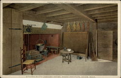 Kitchen in 17th Century House, Essex Institute Postcard
