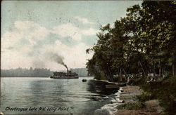 View of Riverboat and Bank on Chautauqua Lake, Long Point Postcard