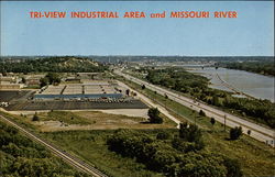 Tri-View Industrial Area and Missouri River Postcard