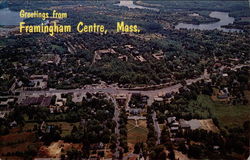 Greetings from Framingham Centre - Aerial View Massachusetts Postcard Postcard