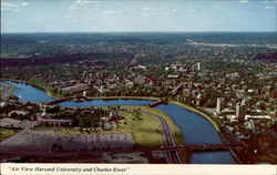 "Air View Harvard University and Charles River" Cambridge, MA Postcard Postcard