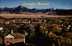 View of mountains behind Livingston Postcard