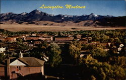 View of mountains behind Livingston Montana Postcard Postcard