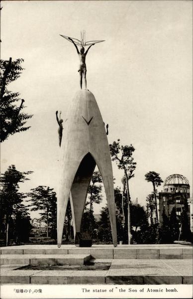 The statue of Son of Atomic Bomb Hiroshima Japan