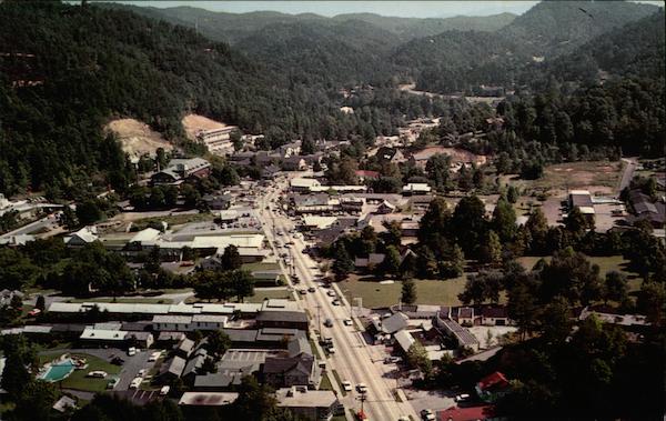 Air View at the Entrance to the Great Smoky Mountains National Park Gatlinburg Tennessee