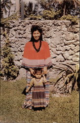 Indian Maid and Child Postcard