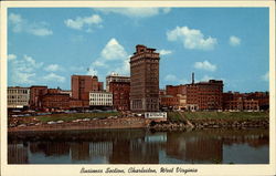 Business Section, Running North from Kanawha River Postcard