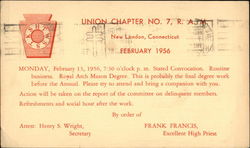 Union Chapter No. 7, R.A.M Postcard