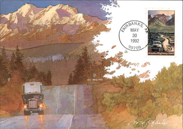 50th Anniversary of the Alcan Highway Alaska Maximum Cards
