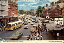 Harvard Square and Harvard University Postcard