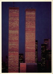 Twin Towers at night Postcard