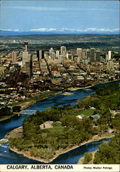 Unique View from the Calgary Zoo to the Rocky Mountains - 65 Miles to the West Postcard