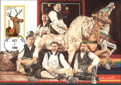 The Carousel Menagerie Postage Stamp Postcard