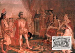 Columbus Presenting Natives Postcard