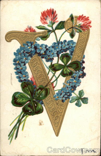 V with flowers Alphabet Letters