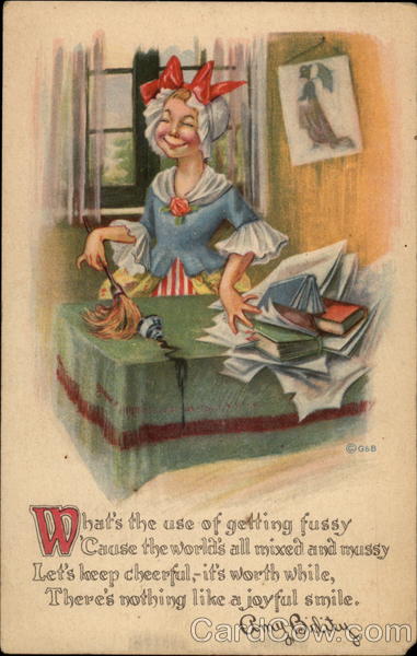 Woman dusting a desk haphazardly Comic, Funny