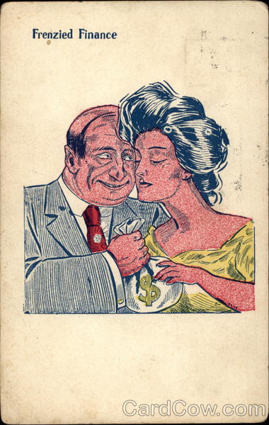 Man offers money bag to a woman Couples