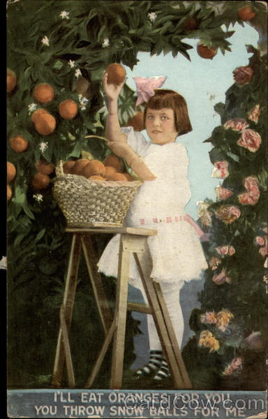 I'll eat oranges for you. You throw snow balls for me