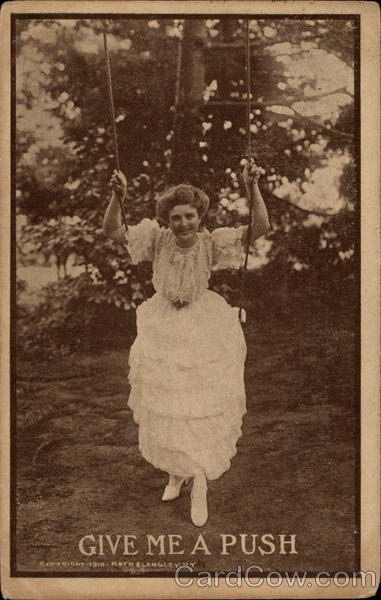 Woman in long dress on swing (photo) Women