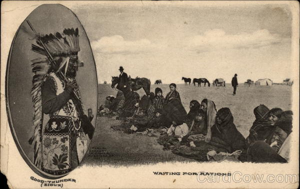 Waiting for Rations (Sioux) Native Americana