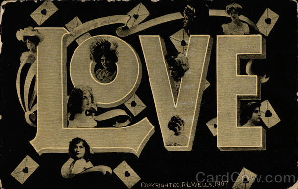 Love in big letters with women's portraits Large Letter