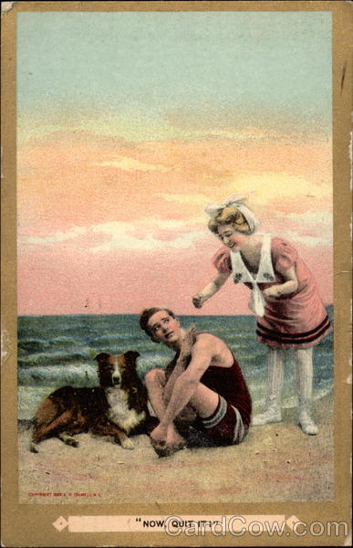 Couple with dog on beach Couples