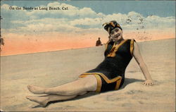 Bathing Beauty on the Sands at Long Beach, Cal Postcard
