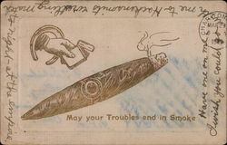 May your troubles end in Smoke Postcard