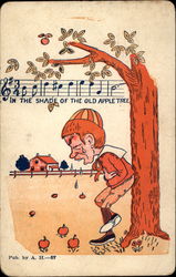 Boy crying after eating apples Postcard