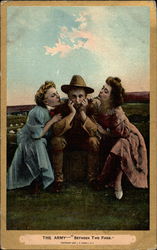 The Army - "Between two fires." Postcard