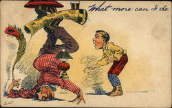 Man holding lots of things Postcard