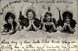 Four of a Kind - Ladies in Bonnets on the Beach Postcard