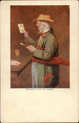 Elderly gentleman with umbrella Postcard