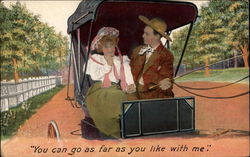 Couple in a Horse-Drawn Buggy Postcard