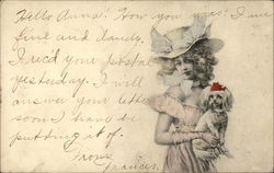 Beautiful woman with dog Postcard