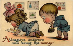 Attractive drawers will bring the money Comic, Funny Postcard Postcard