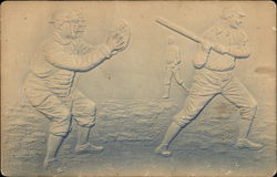 Men Playing Baseball--Catcher and Hitter Postcard
