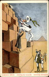 People Climbing The Pyramids Postcard