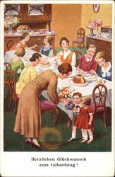 German family at meal time Postcard