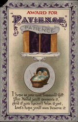 Award for "Patience" Babies Postcard Postcard