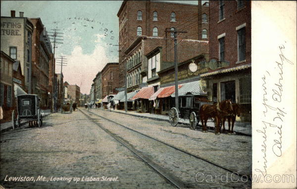 Looking up Lisbon Street Lewiston Maine