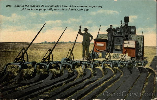 Plowing a Field with a Tractor Farming