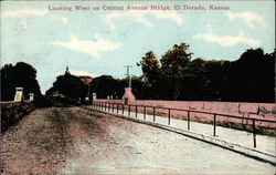 Looking West on Central Avenue Bridge El Dorado, KS Postcard Postcard