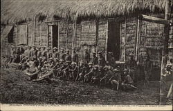 Moro Constabulary with Their American Officers in Field Uniform Postcard