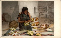 Native American Woman Weaving Baskets Postcard