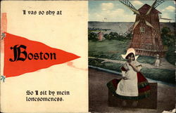 I vas so shy as Boston so I sit by mein lonesomness Postcard