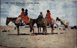 Navajos Watching Games, the Fields, Arizona Postcard