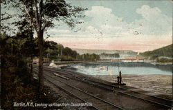 Looking up River from Cascade Mills Berlin, NH Postcard Postcard