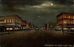 Broadway at Night Gary, IN Postcard Postcard